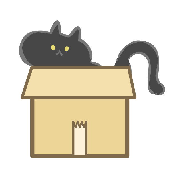 猫在玩盒子。手绘黑猫孤立在白色背景上。图片下载