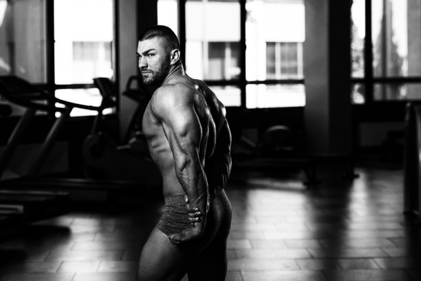 健美运动员表演侧三头肌姿势图片下载