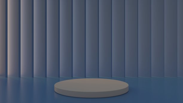 三维渲染产品展示，抽象盒子抽象模型，插图线条垂直浅蓝色讲台图片下载