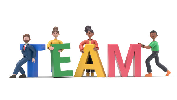 3D卡通人物插图团队。白色背景上的3D渲染。图片下载