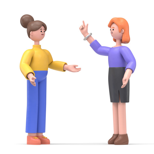 卡通人物谈话和讨论的3D插图。沟通和交谈的概念。白色背景上的3D渲染。图片下载