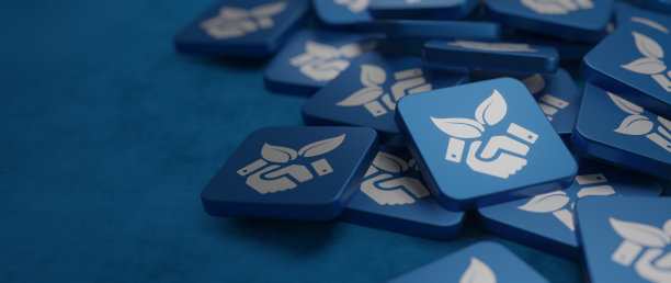 绿色瓷砖上绿色生活图标的生态可持续发展理念3D渲染插画;背景图片下载