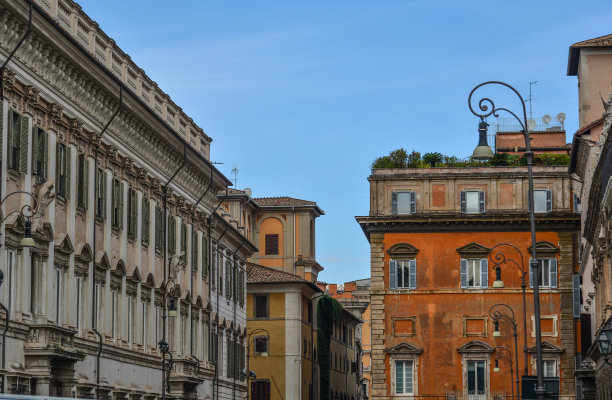 从普拉蒂区拍摄的罗马历史中心屋顶上的城市景观图片下载