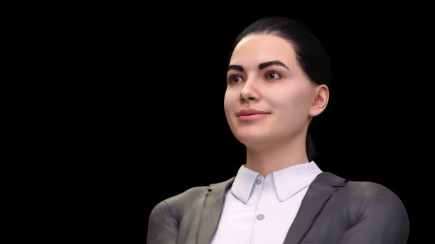 3D近距离女性在办公室西装外套包括阿尔法路径。图片下载