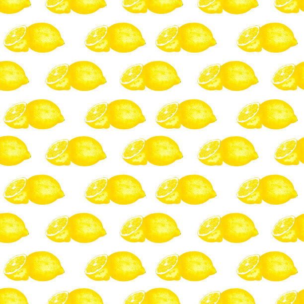 手绘水彩柠檬无缝图案在白色背景。剪贴簿，明信片，纺织品，织物。图片下载