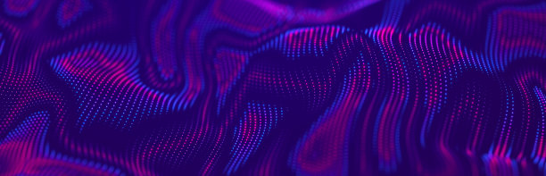 颗粒流。紫色背景与许多发光粒子。信息技术背景。3 d渲染。图片下载