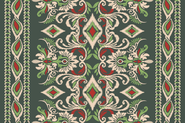 伊卡特花涡纹刺绣图片下载