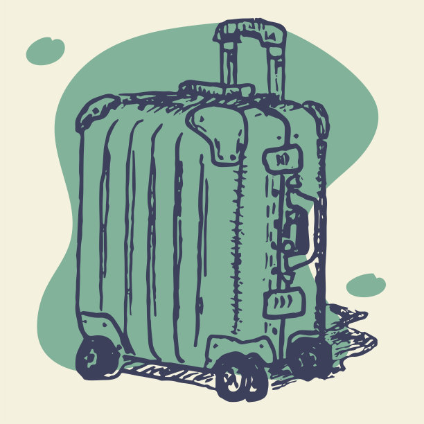 矢量插图与手工绘制的行李箱，旅行，假期和冒险的概念。图片下载