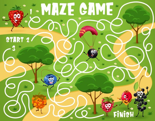 迷宫迷宫游戏与卡通浆果人物图片下载