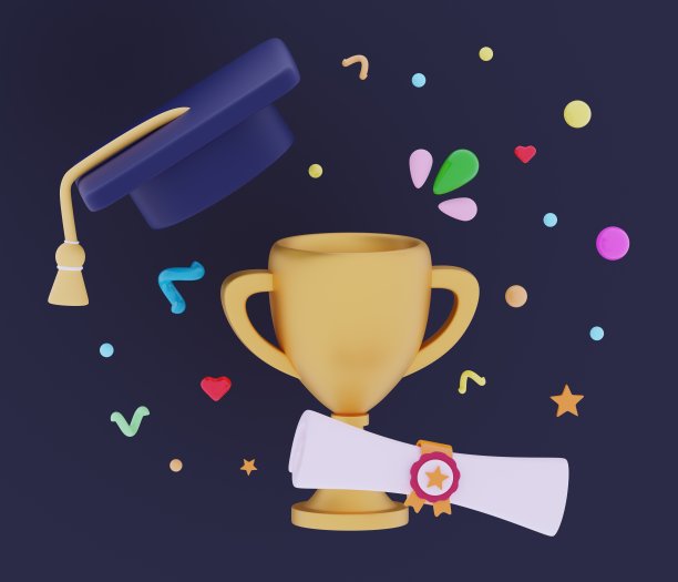 3D毕业大学证书图标隔离在线教育图片下载