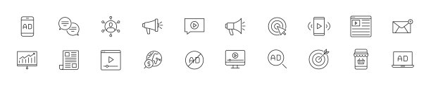 推广线图标设置。大UI图标集合。向量。图片下载