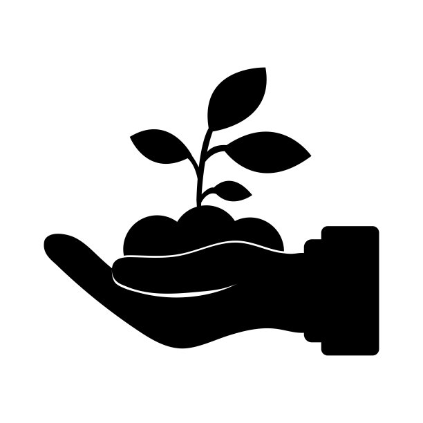 植物在手矢量图标。生态标志。环境说明。图片下载