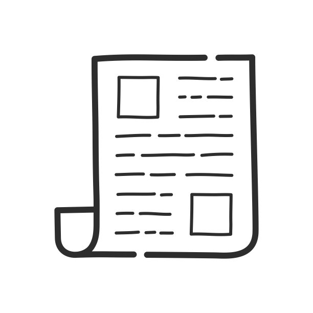 报纸图标。手绘设计风格。向量。图片下载