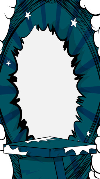 抽象波普艺术夏尔巴蓝广告讲台。漫画书产品展示阶段。复古场景的模型演示，背景。图片下载