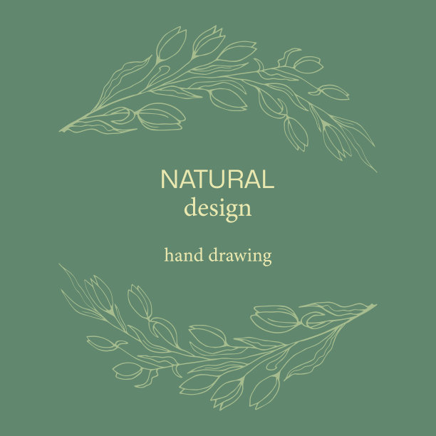 优雅的框架，背景，花圈，温柔的字母与手绘野生草药和鲜花图片下载