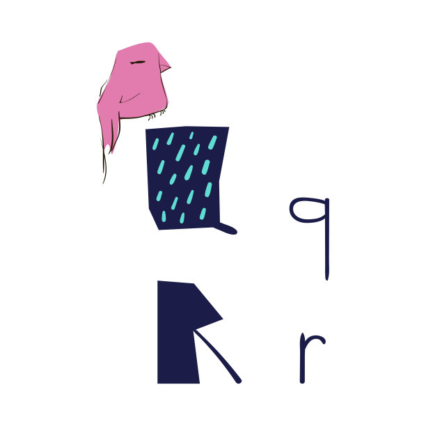 Q和R手绘有趣的字母图片下载