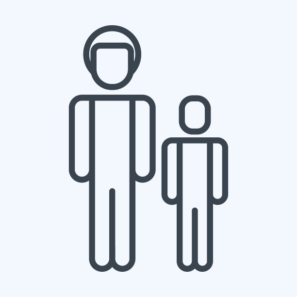 圣父与圣子。与家族象征有关。字形风格。设计简单，可编辑。简单的说明图片下载