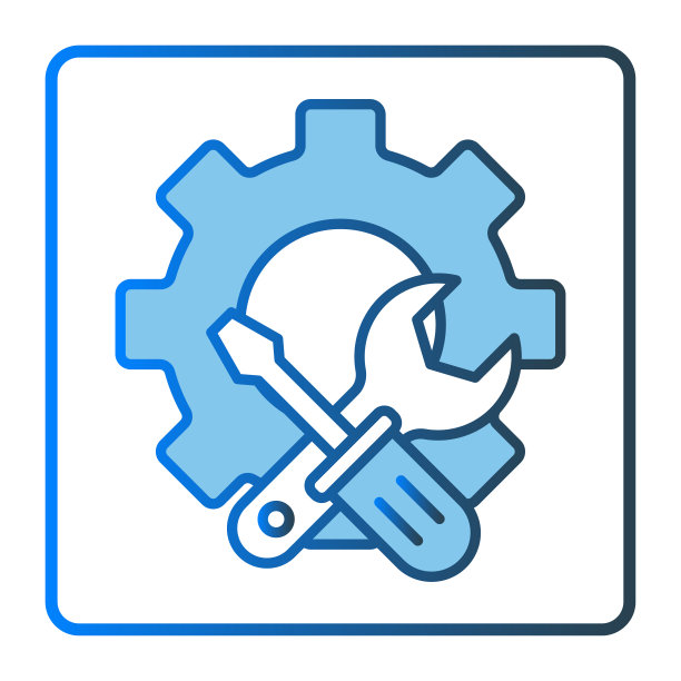 齿轮图标插图与螺丝刀和扳手。工具相关图标。二色调图标风格，直线型颜色。简单的矢量设计可编辑图片下载