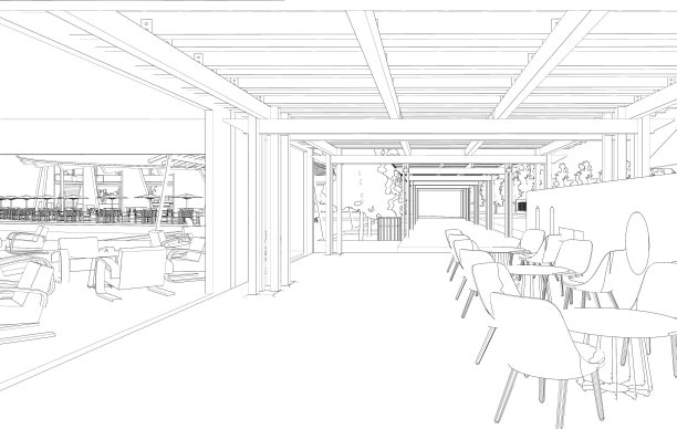 咖啡店的3D插图图片下载