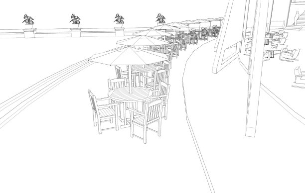 咖啡店的3D插图图片下载