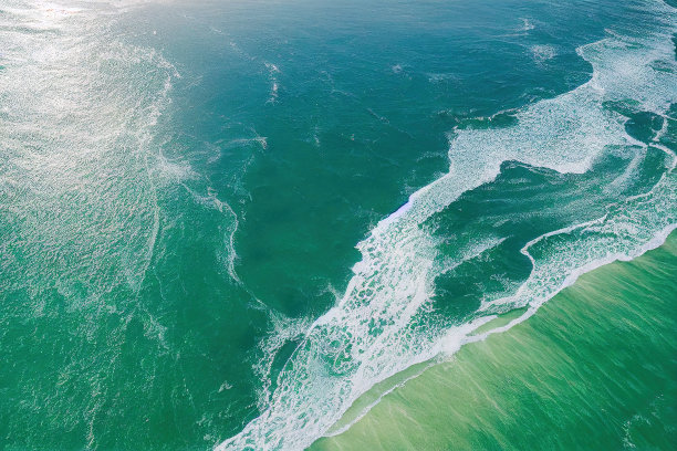 壮观的鸟瞰海洋海水飞溅的背景照片。图片下载
