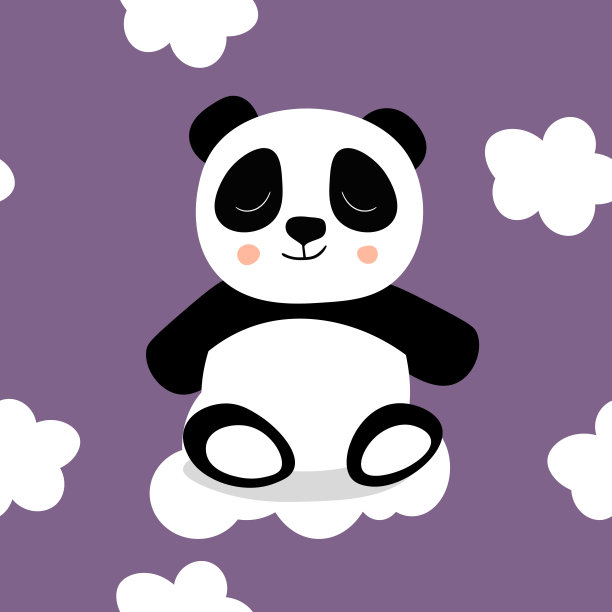 无缝图案与可爱的熊猫宝宝的颜色背景。有趣的亚洲动物。卡片，给孩子的明信片。平面矢量插图的织物，纺织品，墙纸，海报，礼品包装纸图片下载