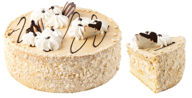 巧克力和奶油蛋糕。生日派和切片孤立的白色背景与剪辑路径图片下载