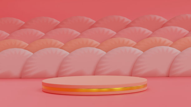 3d讲台柔和的颜色圆形产品显示黄色背景。3d渲染插图。图片下载