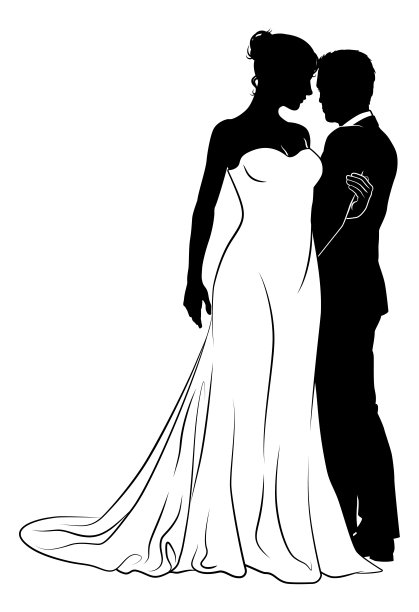 新娘和新郎夫妇婚纱剪影图片下载