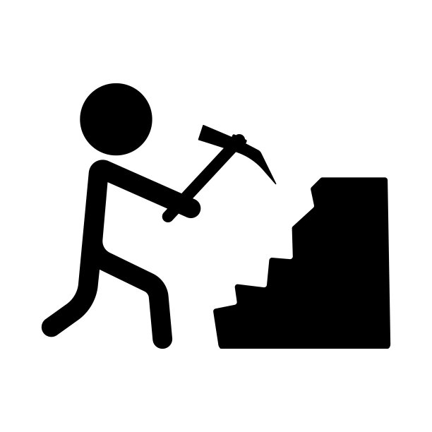 开采地下资源的人剪影图标。采矿行业。向量。图片下载