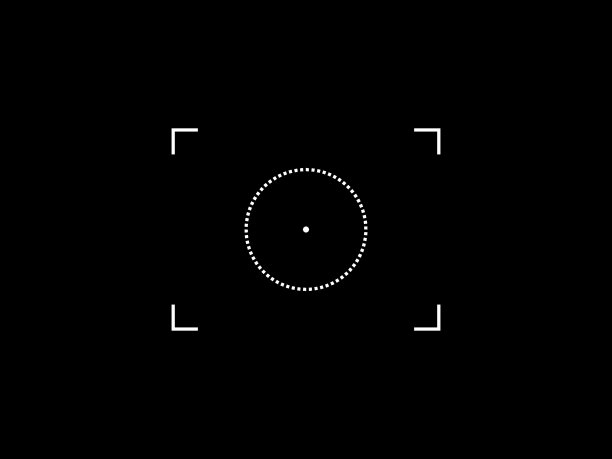 标志模板与圆形照片相机目标图标在黑暗的背景。矢量相机取景器屏幕。图片下载