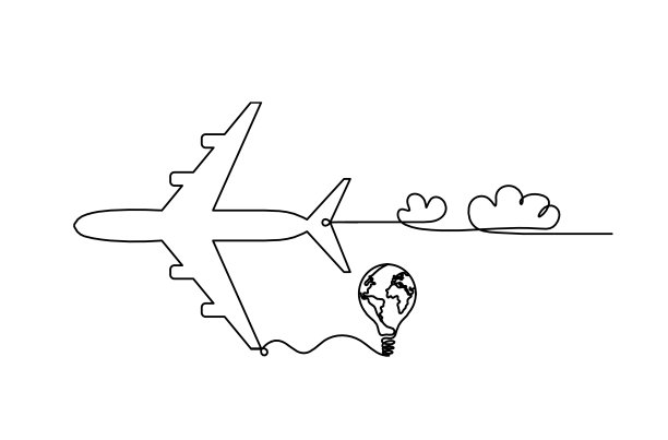 抽象平面，以灯泡为线画在白色图片下载