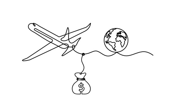 抽象平面与美元为线画在白色图片下载