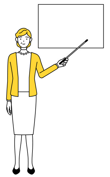 退休老人，中年妇女，用指示棒指着一块白板。图片下载