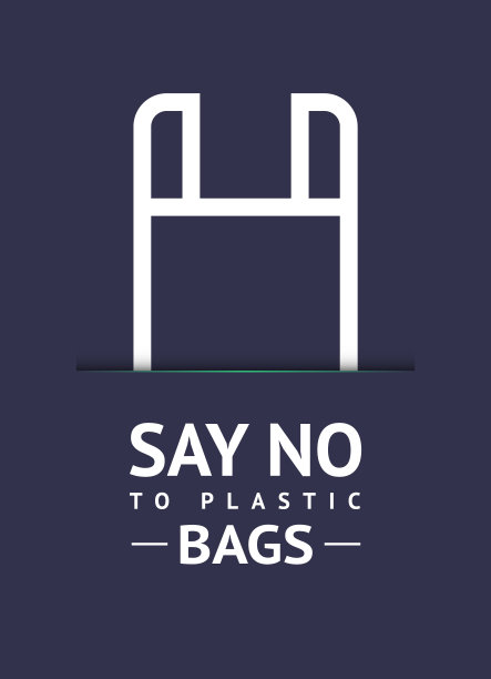 对塑料袋说不，时尚的生态贴纸打印，矢量插图10eps。图片下载