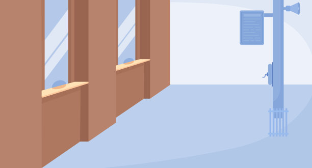 售票处窗口平面彩色矢量插图图片下载