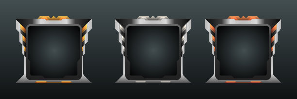 抽象金属游戏角色框架与金，银和青铜边界的游戏ui设计图片下载