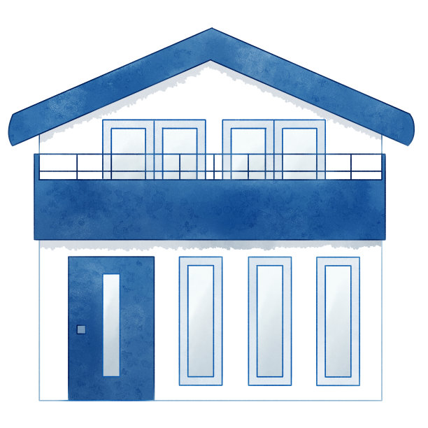 蓝色屋顶插图的房子图片下载