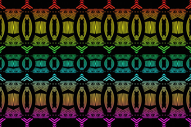 非洲装饰。多色无缝图案。彩虹的颜色。几何设计。插图图片下载