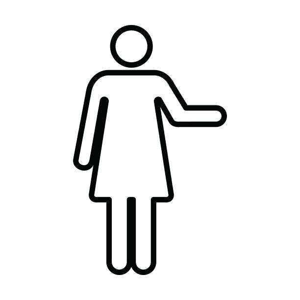 女人张开双臂图标矢量女性人举起手符号在一个象形文字插图图片下载