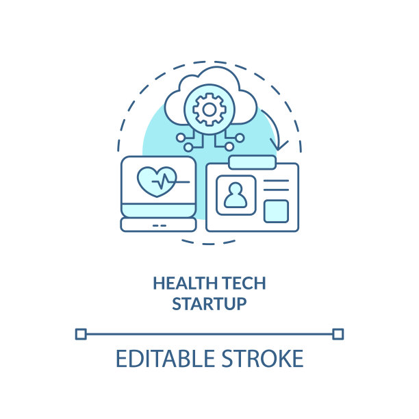 健康科技初创公司蓝绿色概念图标图片下载