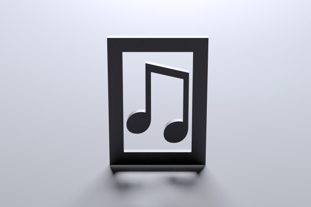 音符概念。符号，音符的符号。极简抽象的音符。3 d渲染。图片下载