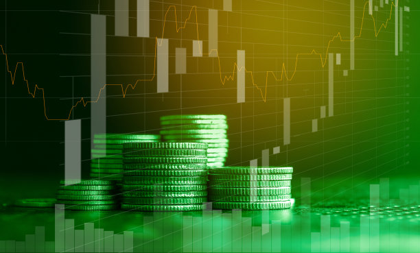 有交易图的钱币堆叠，金融投资概念可以作为背景图片下载