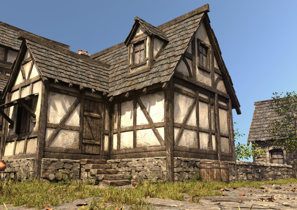 中世纪街道3D渲染图片下载