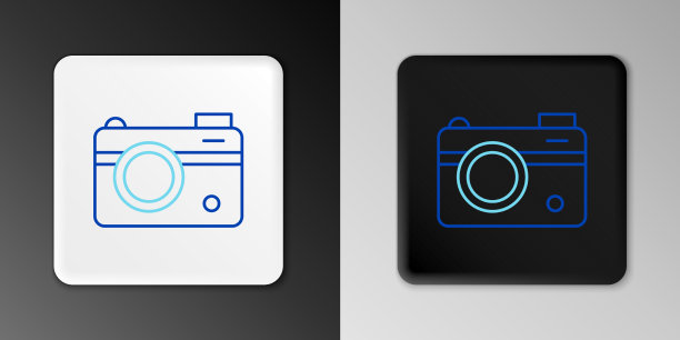 线条照片相机图标隔离在灰色背景上图片下载