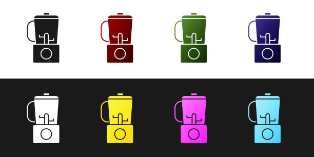 将搅拌器图标隔离在黑色和白色图片下载