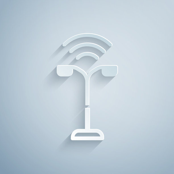 剪纸智能路灯系统图标隔离图片下载