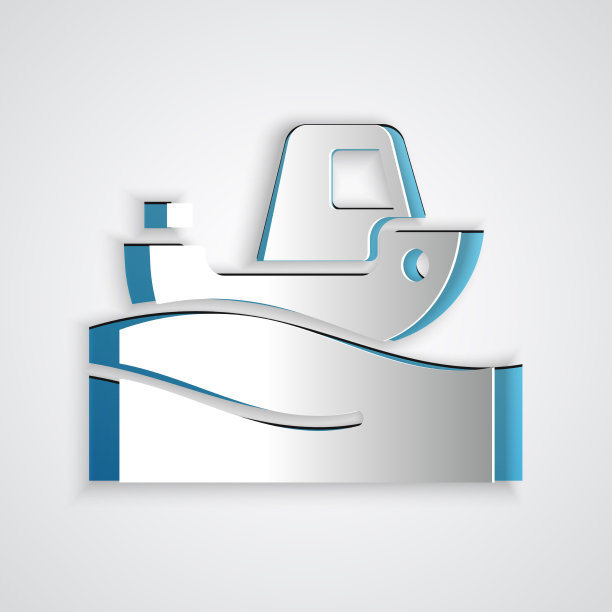 剪纸渔船上的水图标孤立上图片下载