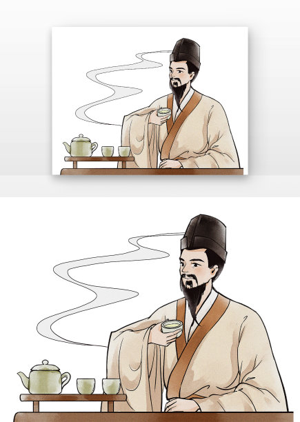 古风男子喝茶图片下载