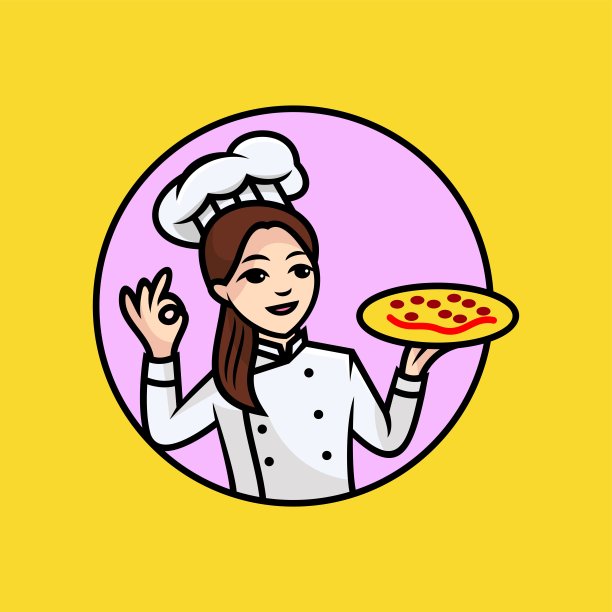 矢量插图女厨师吉祥物卡通风格。图片下载